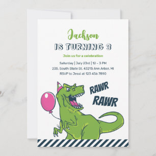 T-Rex Dinosaur Rawr Party Kinderen van Birthday Kaart