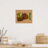 T Rex Dinosaur Reading Funny School Education Poster (Keuken)
