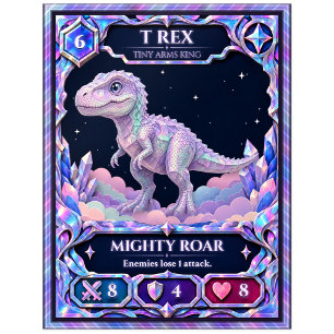 T Rex Dinosaur, Regenboog Folie Kunst Briefkaart