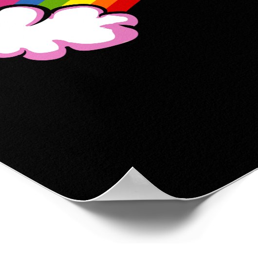 T-Rex Dinosaur Riding Magical Unicorn Rainbow Poster (Hoek)