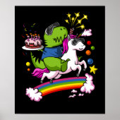 T-Rex Dinosaur Riding Unicorn Birthday Party Poster (Voorkant)