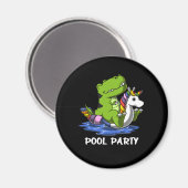 T-Rex Dinosaur Riding Unicorn Float Pool Party Magneet (Voorkant / Achterkant)