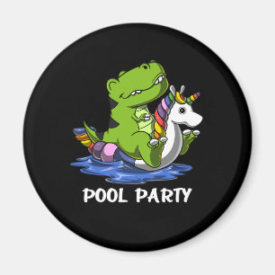 T-Rex Dinosaur Riding Unicorn Float Pool Party Magneet