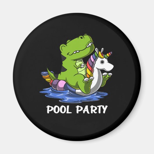 T-Rex Dinosaur Riding Unicorn Float Pool Party Magneet (Voorkant)