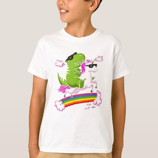 T-Rex Dinosaur Riding Unicorn T-shirt (Voorkant)