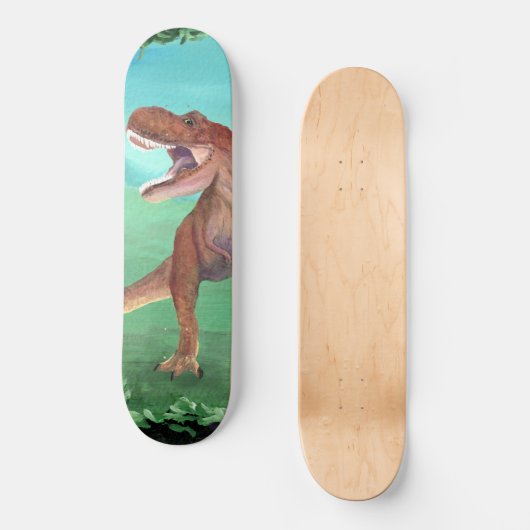 T-Rex Dinosaur Roars Beach Skateboard (Voorkant)