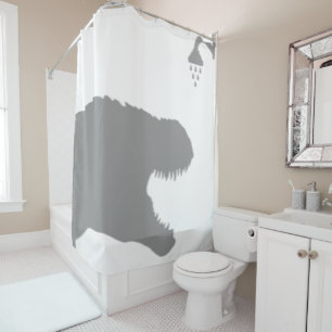 T-Rex Dinosaur Shadow Silhouette Funny Head Douchegordijn