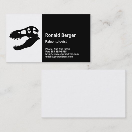 T-rex Dinosaur Skull van Paleontoloog Visitekaartje (Voorkant / Achterkant)
