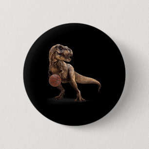 T Rex Dinosaur Speelt Skelet Grappige Dinosaur Hoo Ronde Button 5,7 Cm