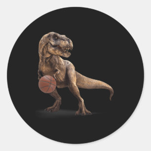 T Rex Dinosaur Speelt Sketll Grappige Dinosaur Hoo Ronde Sticker