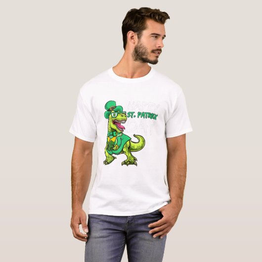 T Rex Dinosaur , St Patrick's Day Toddler Boys T-shirt (Voorkant volledig)