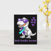 T-rex Dinosaur Suicide Prevention Awareness Day Di Kaart (Gele Bloem)