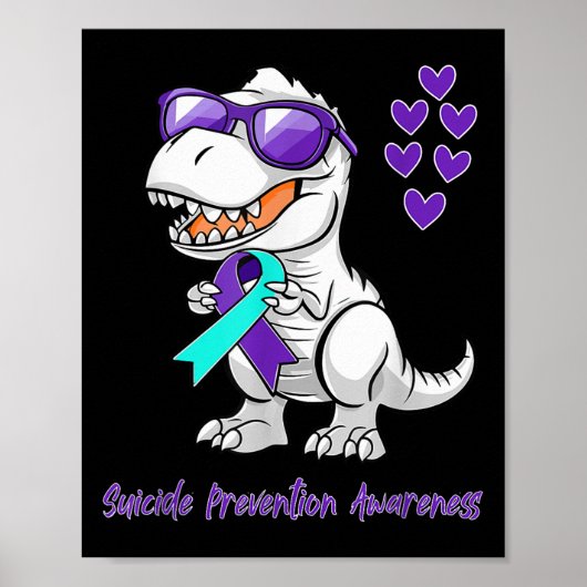 T-rex Dinosaur Suicide Prevention Awareness Day Di Poster (Voorkant)