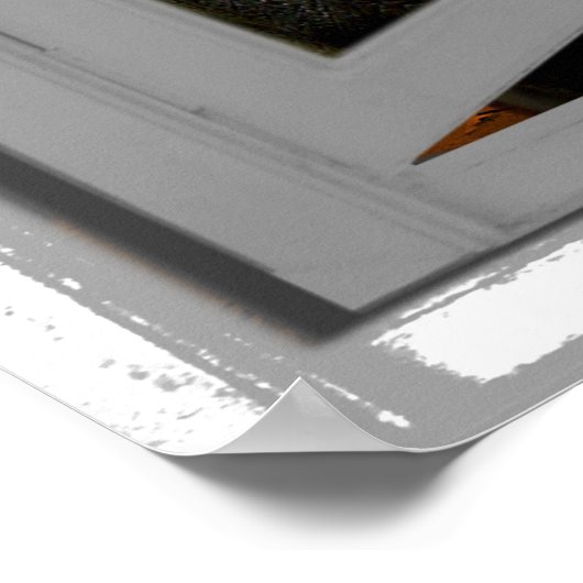 T-Rex Dinosaur Sunset Uitzicht Faux Window Poster (Hoek)