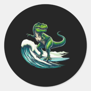 T-rex Dinosaur Surfen Surfer Surfplank Cadeau Voor Ronde Sticker