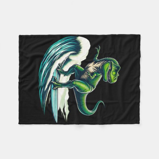 T-rex Dinosaur Surfing Surfer Surfboard Gift For M Fleece Deken (Voorkant (Horizontaal))