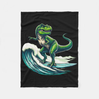T-rex Dinosaur Surfing Surfer Surfboard Gift For M Fleece Deken