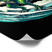 T-rex Dinosaur Surfing Surfer Surfboard Gift For M Poster (Hoek)