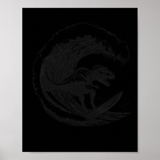 T-rex Dinosaur Surft Op Surfbord Surfer  Poster (Voorkant)