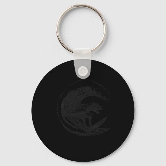 T-rex Dinosaur Surft Surf Surfplank Surfer  Sleutelhanger (Voorkant)