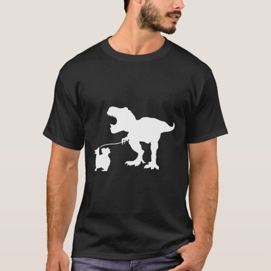 T Rex Dinosaur T Rex Walking Pommeren Dog Pomera T-shirt (Voorkant)