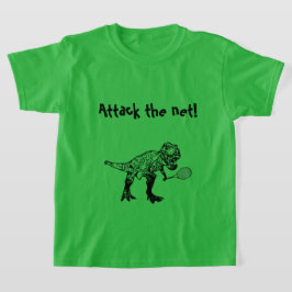 T-Rex Dinosaur Tennis Player met tekst T-shirt