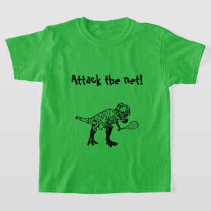 T-Rex Dinosaur Tennis Player met tekst T-shirt