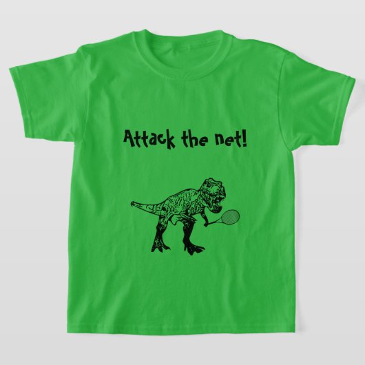 T-Rex Dinosaur Tennis Player met tekst T-shirt (Laagn)