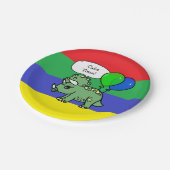 T-Rex Dinosaur Thmed Birthday Borden Papieren Bordje (Gekanteld)