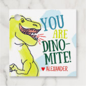 T-Rex Dinosaur Valentijn Gift Labels (Voorkant)
