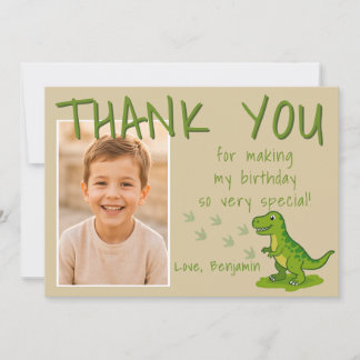 T-Rex Dinosaur Verjaardag Jongen Foto Bedankkaart
