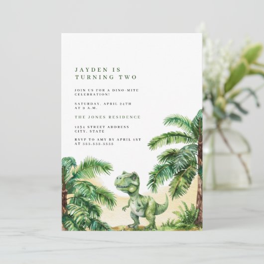 T-Rex Dinosaur Verjaardag Kaart (Staand voorkant)