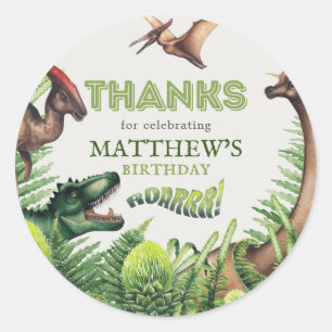 T-Rex Dinosaur Verjaardagsfeest Bedankt Ronde Sticker