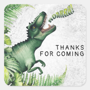 T-Rex Dinosaur Verjaardagsfeest Bedankt Vierkante Sticker