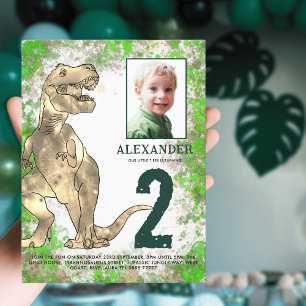 T-Rex Dinosaur Verjaardagsfeest Budget Uitnodiging Briefkaart