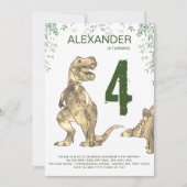 T-Rex Dinosaur Verjaardagsfeest Uitnodiging (Voorkant)