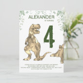 T-Rex Dinosaur Verjaardagsfeest Uitnodiging (Staand voorkant)