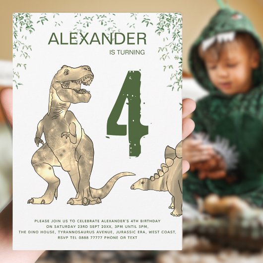 T-Rex Dinosaur Verjaardagsfeest Uitnodiging