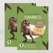 T-Rex Dinosaur Verjaardagsfeestje Kaart (Voorkant / Achterkant)