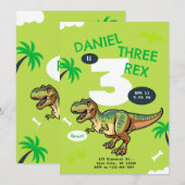 T-Rex Dinosaur Verjaardagsfeestje Kaart (Voorkant / Achterkant)