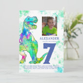 T-Rex Dinosaur Verjaardagsfeestje Kaart (Staand voorkant)