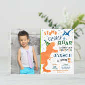 T-Rex Dinosaur Verjaardagsfeestje Uitnodigingen (Staand voorkant)