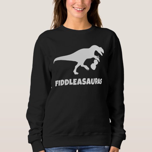 T-Rex Dinosaur Violist Viool Fiddle Muziek Instr Trui (Voorkant)