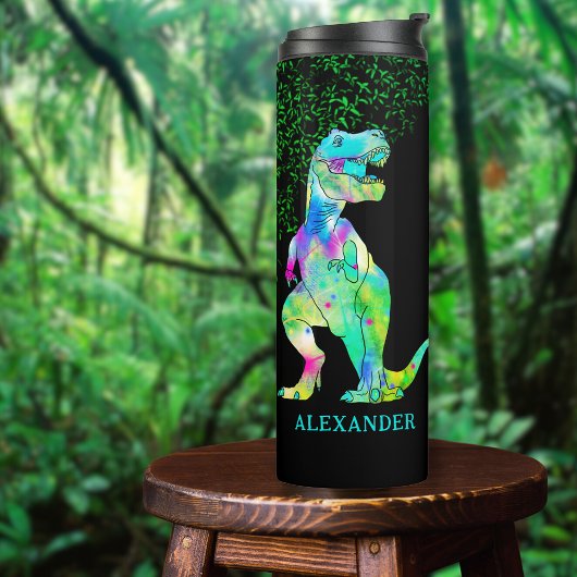 T-Rex Dinosaur Voeg Naam Toe Thermosbeker