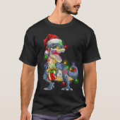 T Rex Dinosaur Vrolijk Kerstlicht Kerstmuts T-shirt (Voorkant)