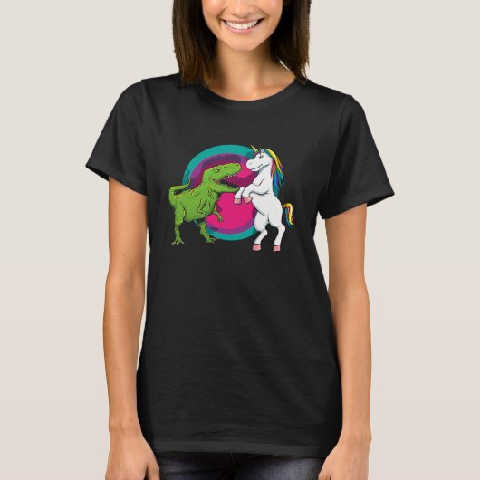 T Rex Dinosaur VS Unicorn  Animal T-shirt (Voorkant)