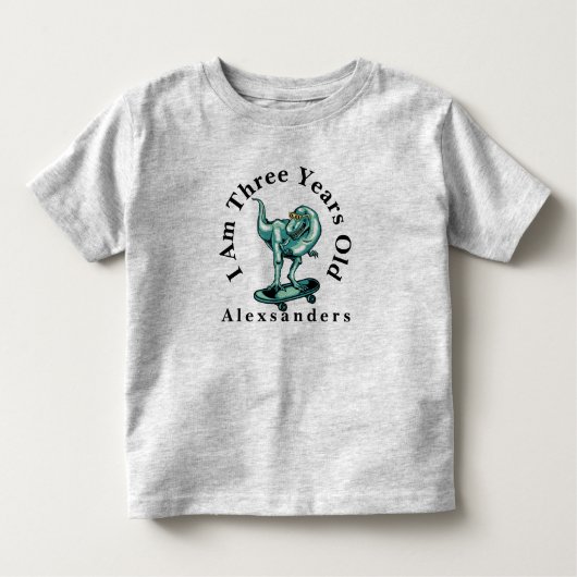 T Rex Dinosaur w/ name, ik ben 3 jaar oud Kinder Shirts (Voorkant)