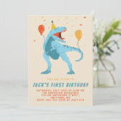 T-Rex Dinosaur Waterverf Birthday Party Kaart (Staand voorkant)