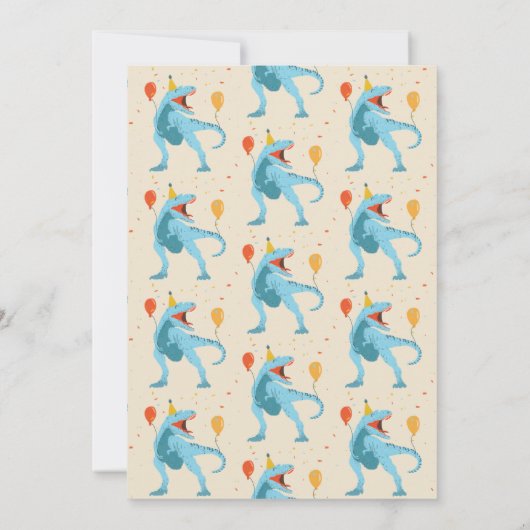 T-Rex Dinosaur Waterverf Birthday Party Kaart (Achterkant)