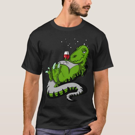 T-Rex Dinosaur Wijn Feest T-shirt (Voorkant)